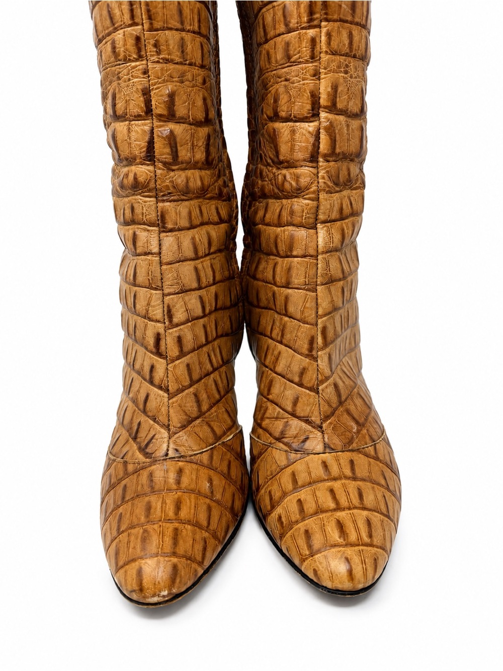 Giuseppe Zanotti Vintage Y2K Croc Embossed Lace Up Knee High Boots Womens EU 38 - Picture 5 of 9